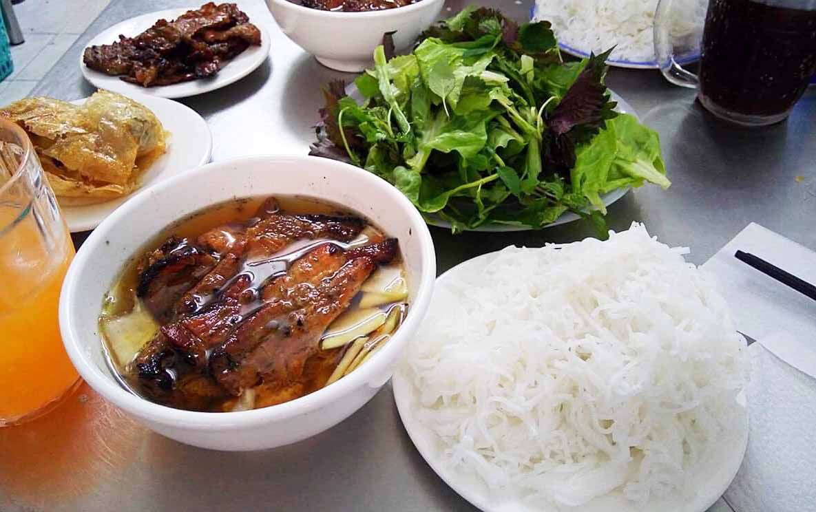 Bun Cha Huong Lien, known as 'Bun Cha Obama,' is one of the best bun cha in Hanoi