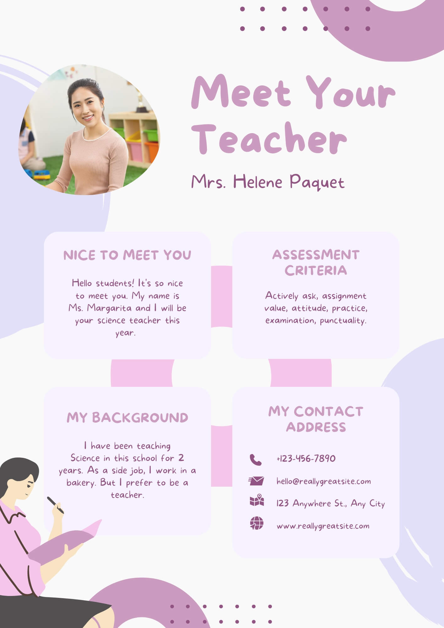 Examples of All about me teacher Templates